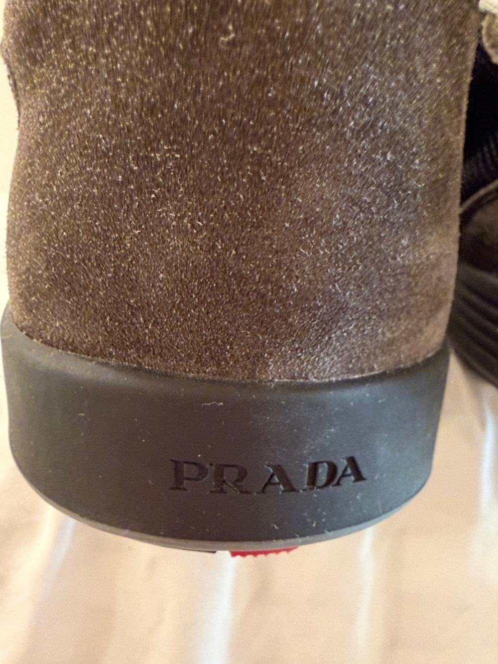 Prada Men's Dark Brown and Black Suede Mesh Sneakers - Picture 3 of 15